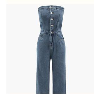 Denim button front sleeveless jumpsuit Size XL New with tag.